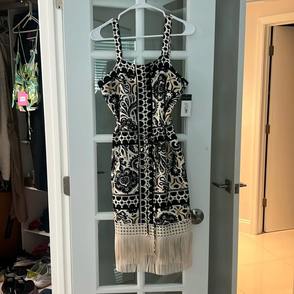 Tahari ASL print fringe dress Sz 10 - Picture 4 of 8